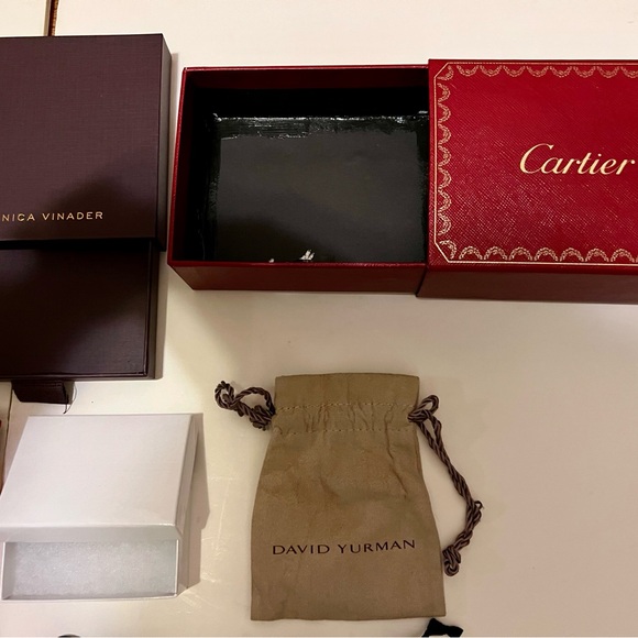 Jewelry boxes include Cartier, j crew plate, pouches of many brands New - Picture 4 of 6